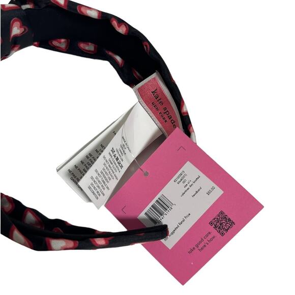 Kate spade valentine\'s day Heart Print twisted knot silk headband main image 9